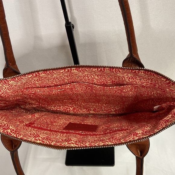 HOBO The Original Leather Zip Top Dual Handle Tote Bag British Brown - Picture 7 of 8